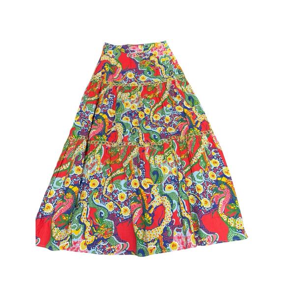 CK Bradley Colorful Maxi Skirt Tiered Boho Festival Style S Cotton Blend - Picture 5 of 12